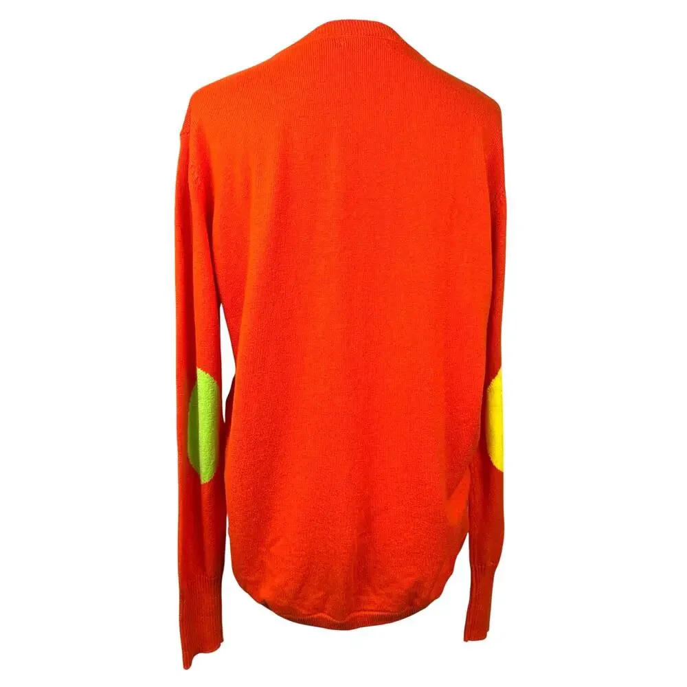 Zaket & Plover Cashmere Cotton Sweater Small Orange V-Neck Colorblock Accent